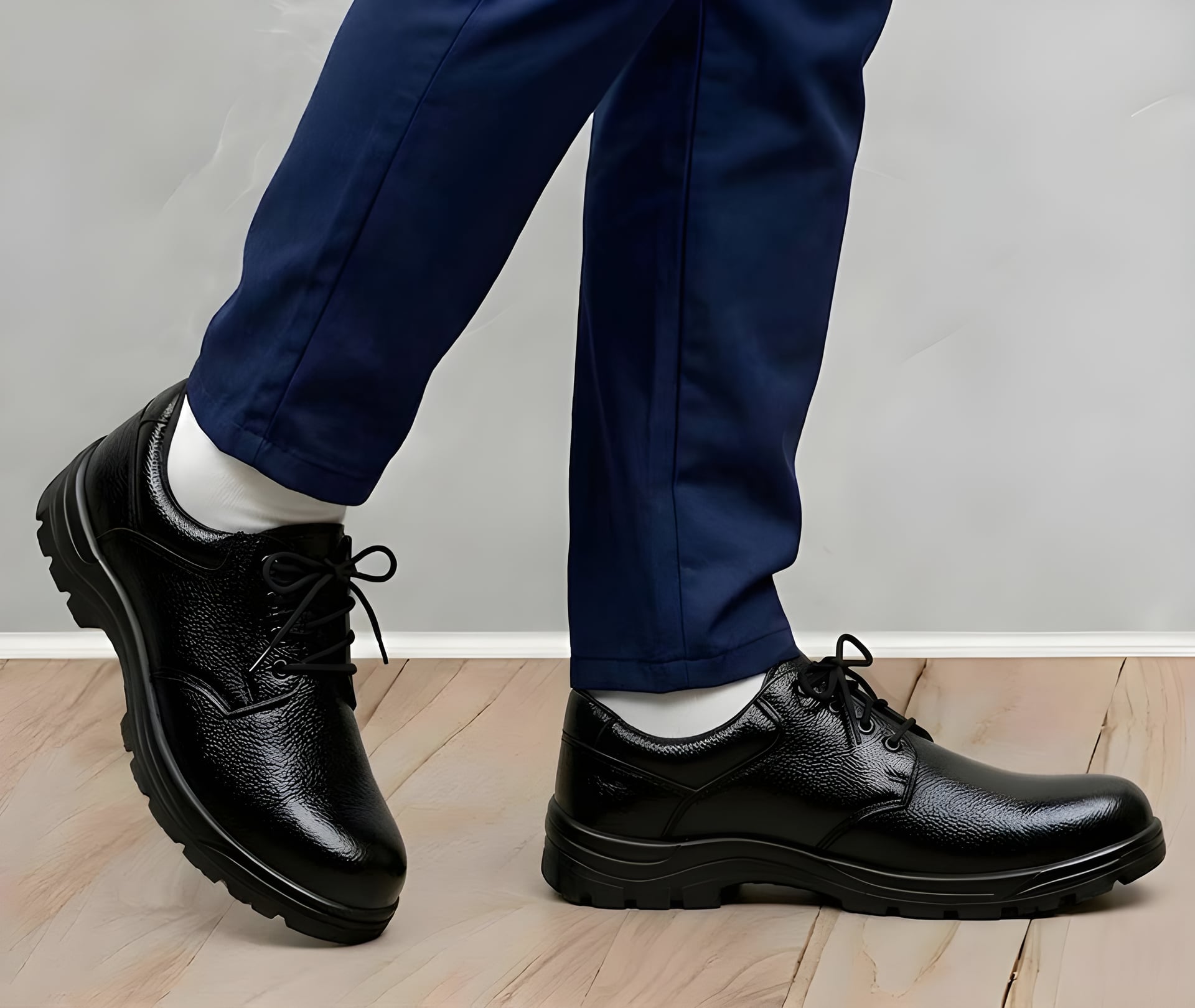 Latest Premium Genuine Mild Leather Police Safety Shoes for Men