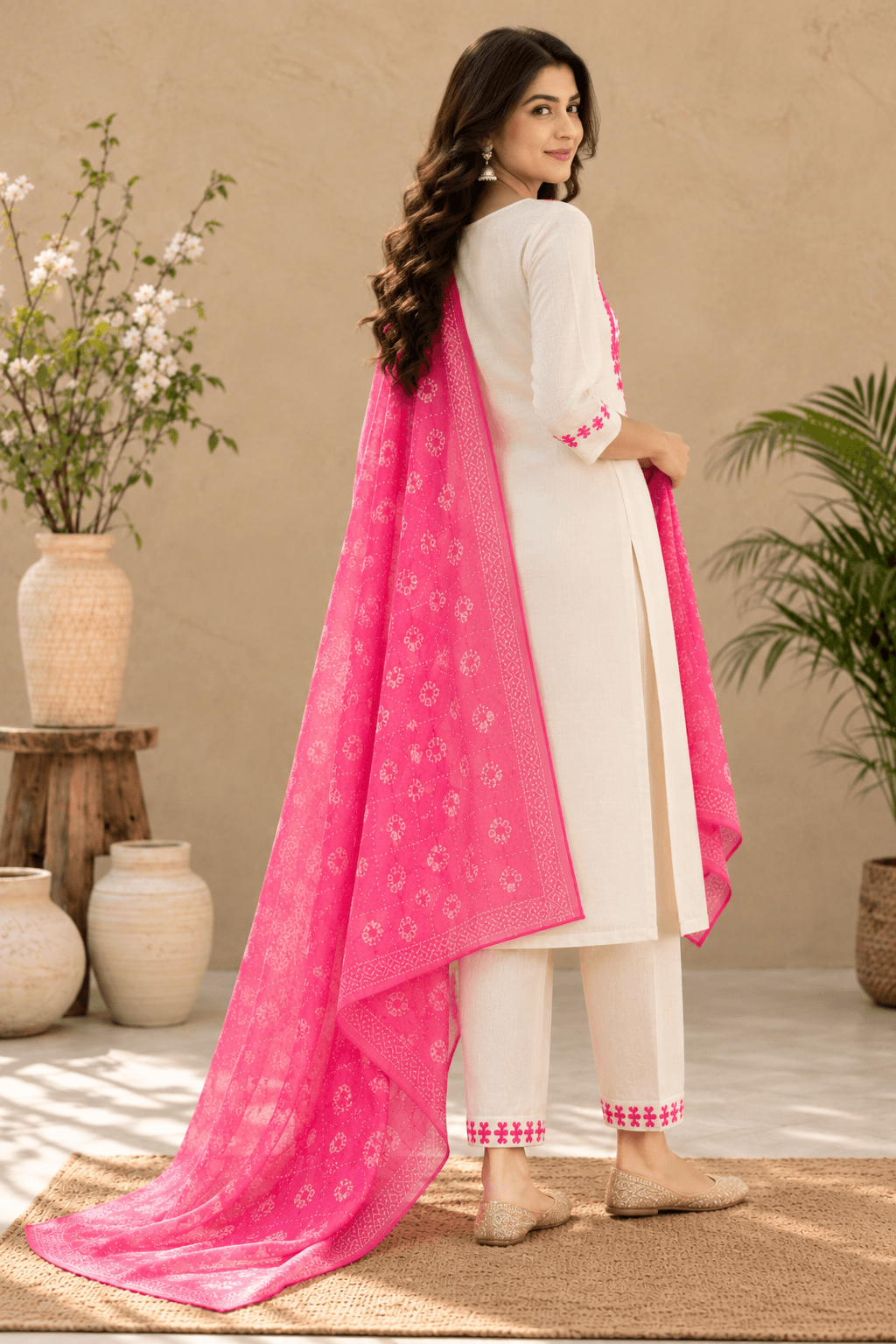 Women's Refined Look 3-Piece Embroidered Rayon Slub Kurta Set – PAIR-03