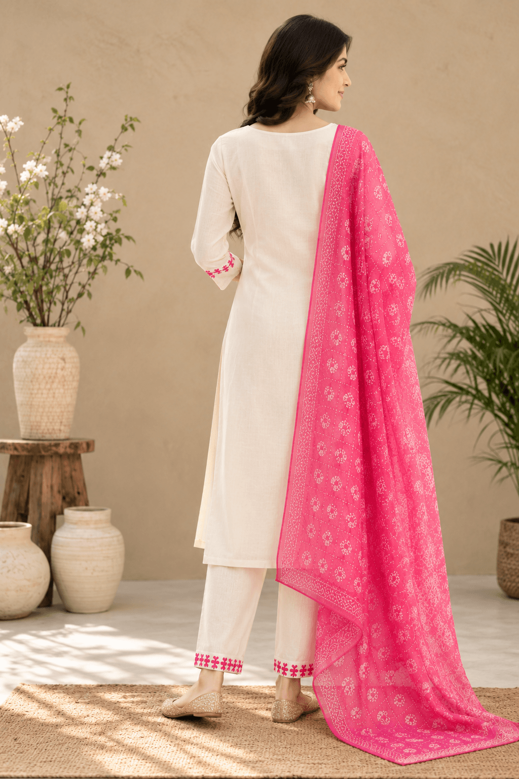 Women's Refined Look 3-Piece Embroidered Rayon Slub Kurta Set – PAIR-03 - view 3