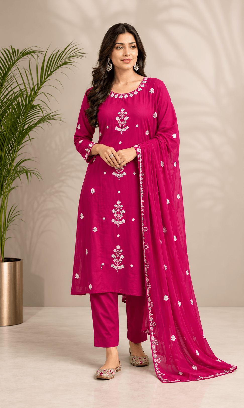 Women's Refined Elegance 3-Piece Embroidered Rayon Slub Kurta Set – PAIR-39-59 - view 2