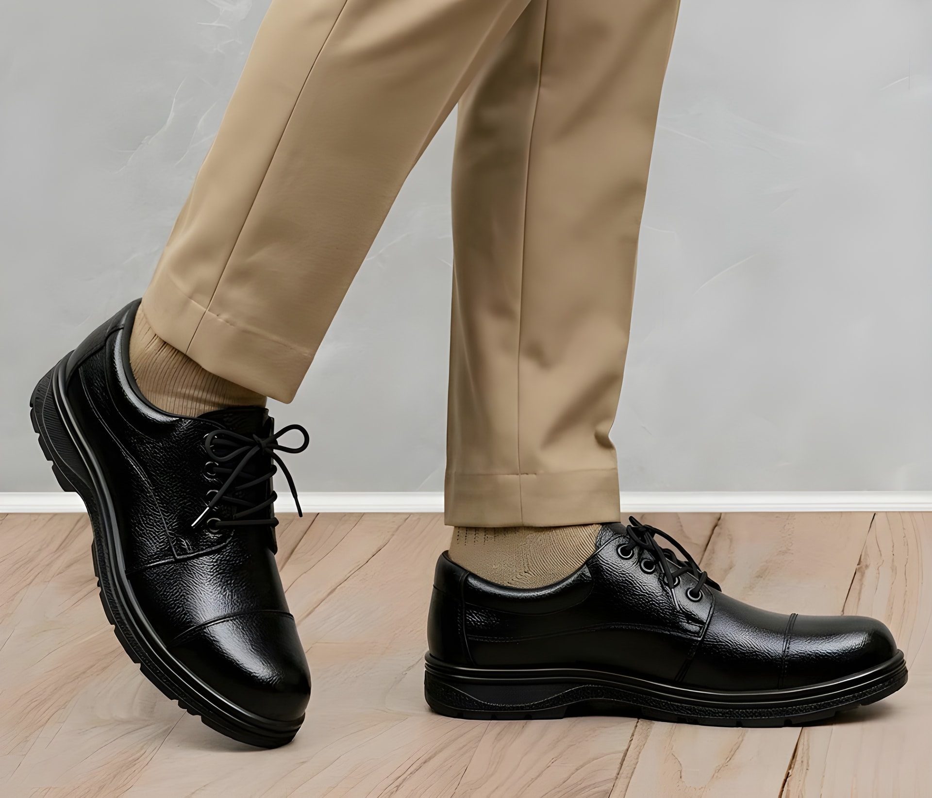 Latest Genuine Mild Leather Police Safety Shoes for Men - view 6