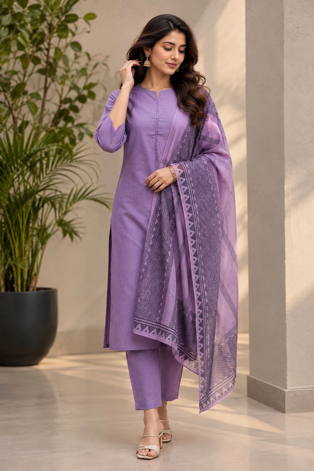 Women's Premium Edit 3-Piece Plain Rayon Slub Kurta Set – PAIR-24 - view 1