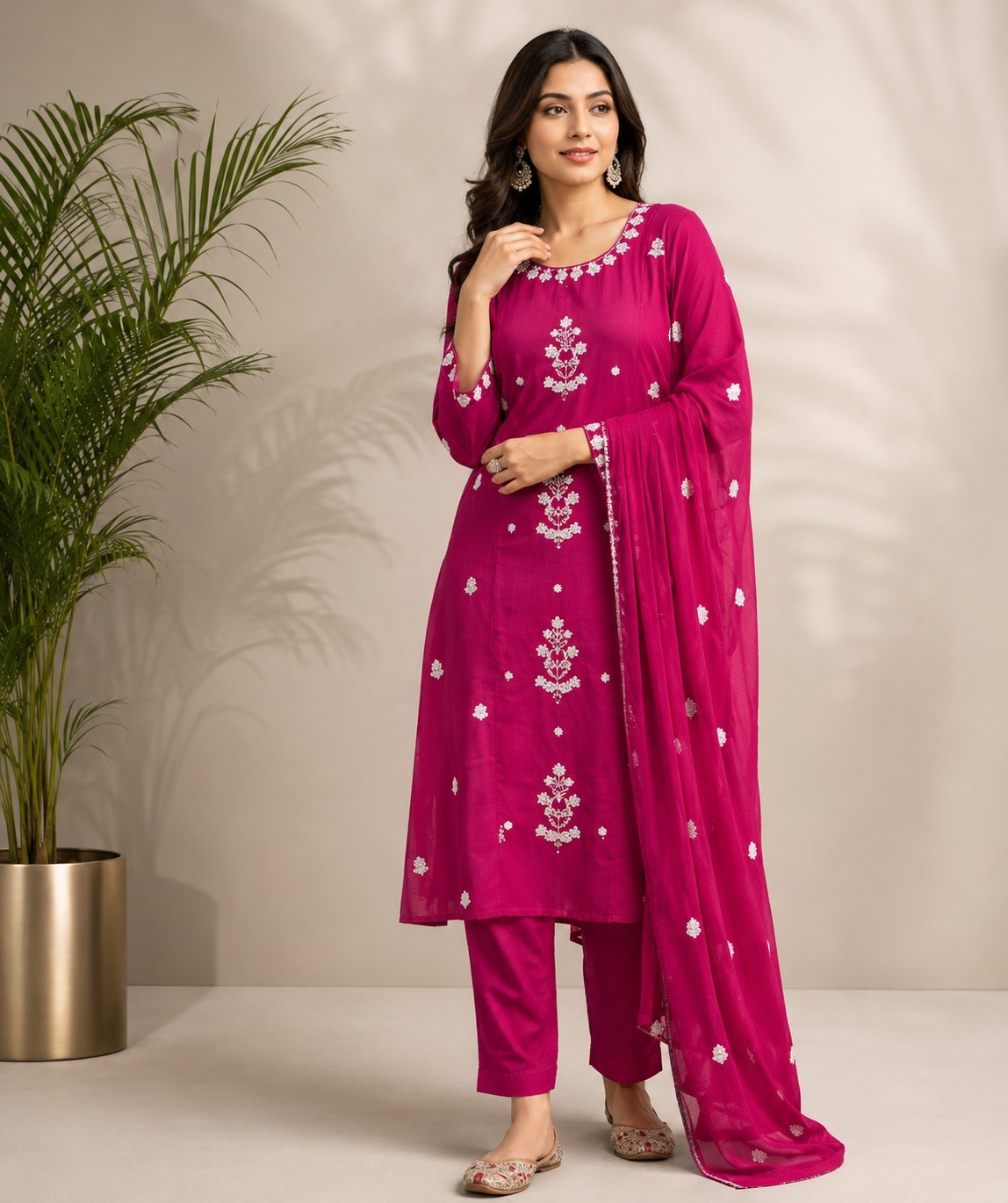 Women's Refined Elegance 3-Piece Embroidered Rayon Slub Kurta Set – PAIR-39-59 - view 1