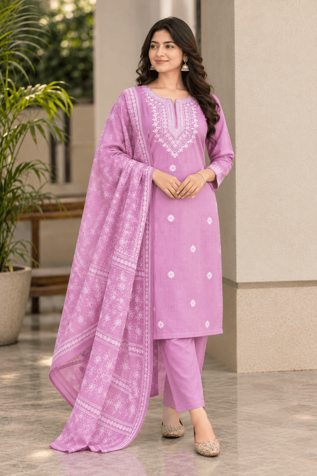 Women's Grace Notes 3-Piece Embroidered Rayon Slub Kurta Set – PAIR-42 - view 4