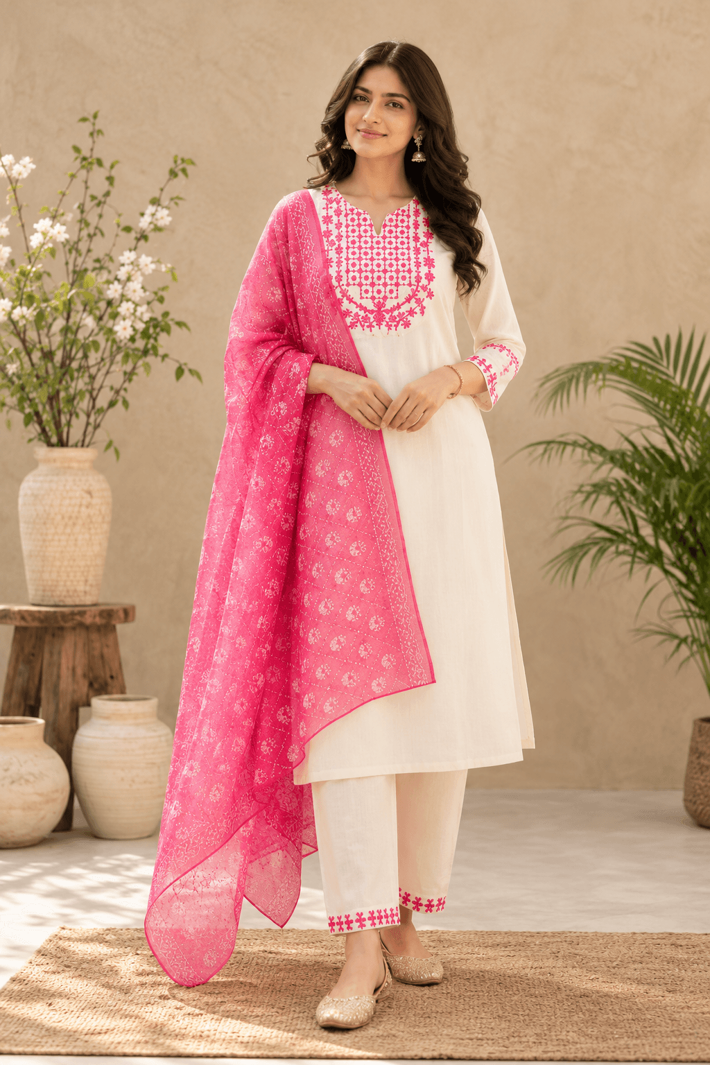 Women's Refined Look 3-Piece Embroidered Rayon Slub Kurta Set – PAIR-03 - view 2