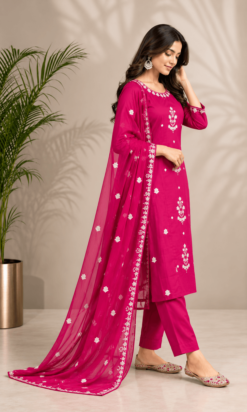 Women's Refined Elegance 3-Piece Embroidered Rayon Slub Kurta Set – PAIR-39-59 - view 3