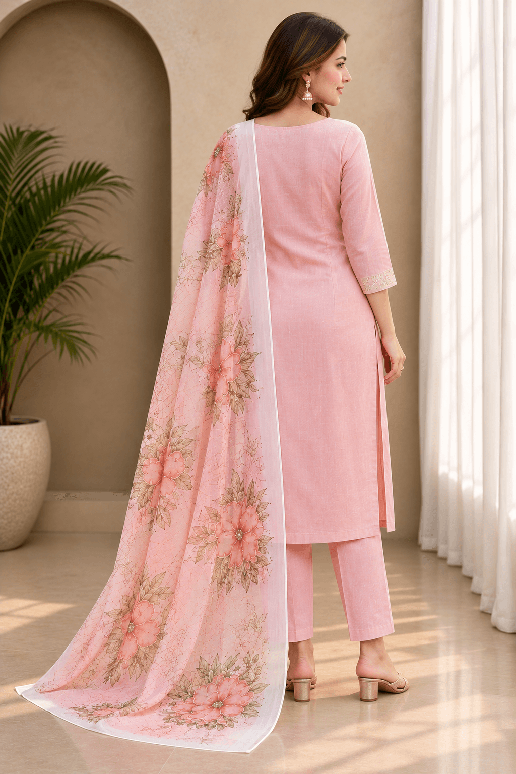 Women's Pure Grace 3-Piece Embroidered Rayon Slub Kurta Set – PAIR-27