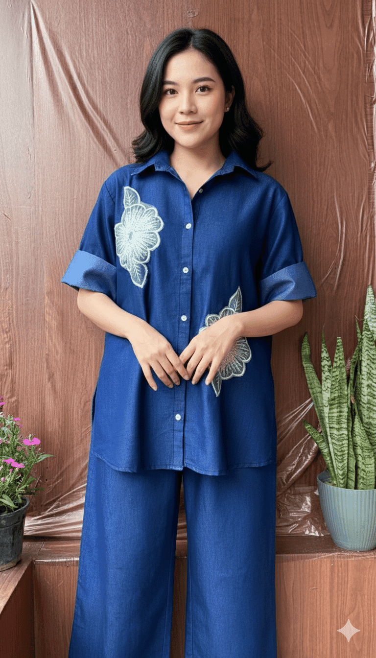 FLOWER PATCH DENIM CORD SETS