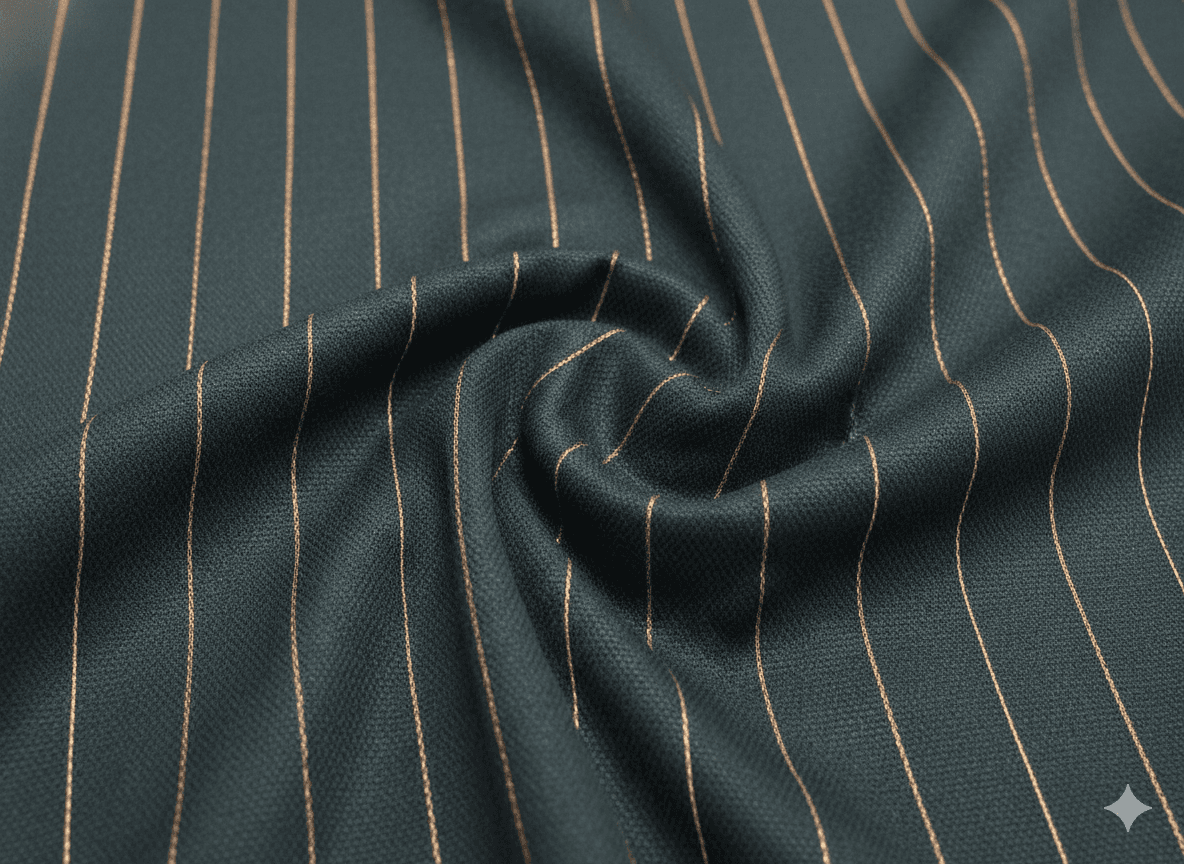 Men's Premium Cotton Green Shirt with Golden Stripes