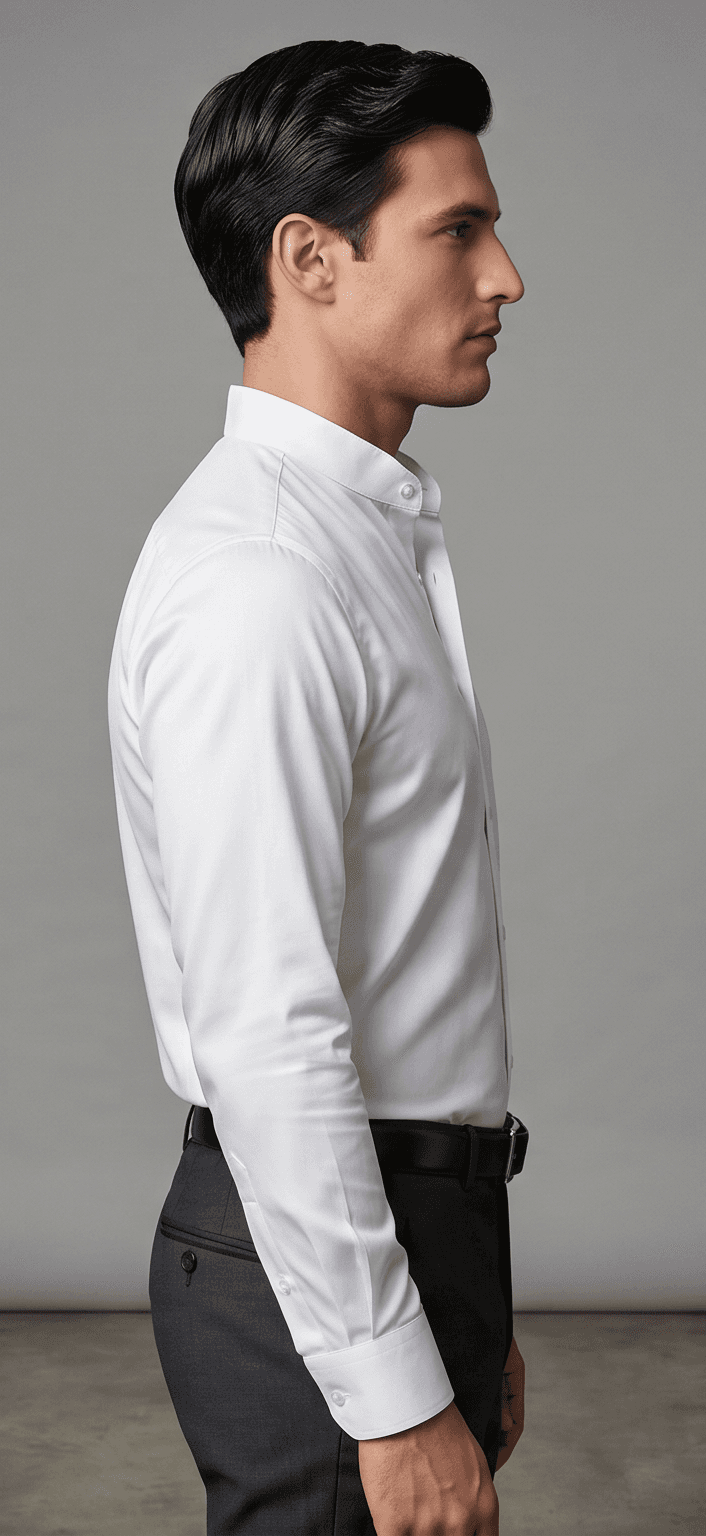 Linen Blend Nehru Collar Casual Shirt