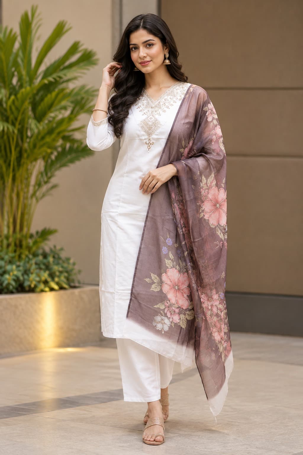 Women's Modern Muse 3-Piece Embroidered Rayon Slub Kurta Set – PAIR-29