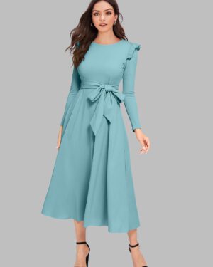 Western Dress With Belt And Shoulder